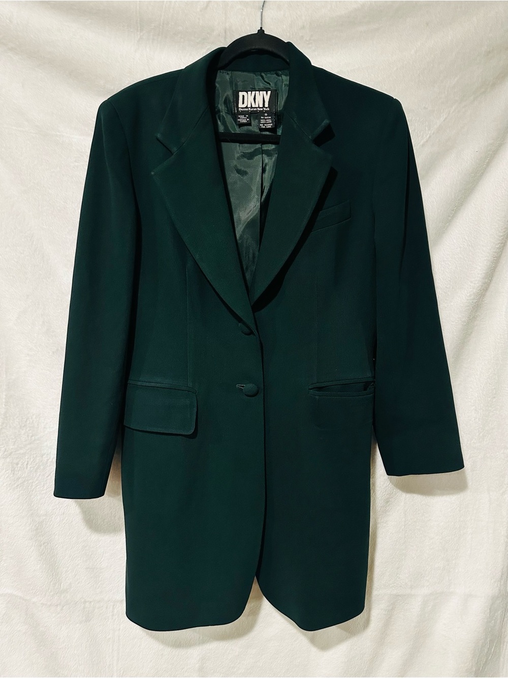 DKNY 100% wool Women's Dark Green Single-Breasted Blazer